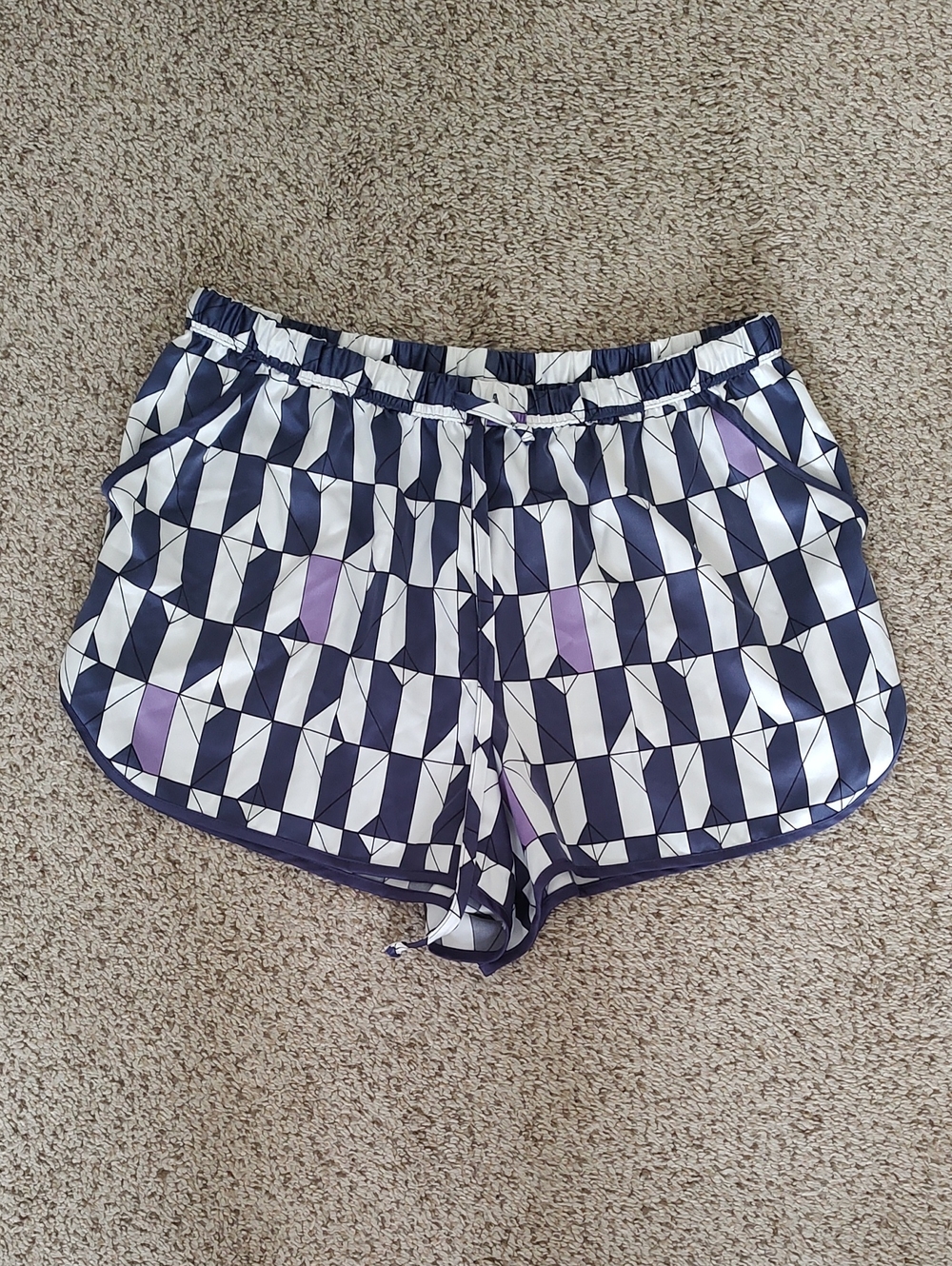 Patterned Women's Lounge Shorts - Navy, White & Lavender
